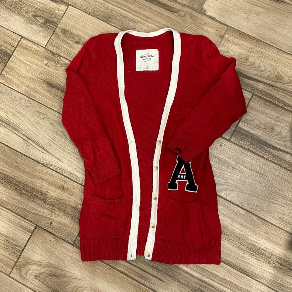Abercrombie & Fitch | Red Letter Sweater Cardigan | Size S